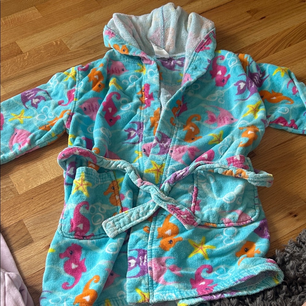 Colorful Sea Creature Kids Robe - Large